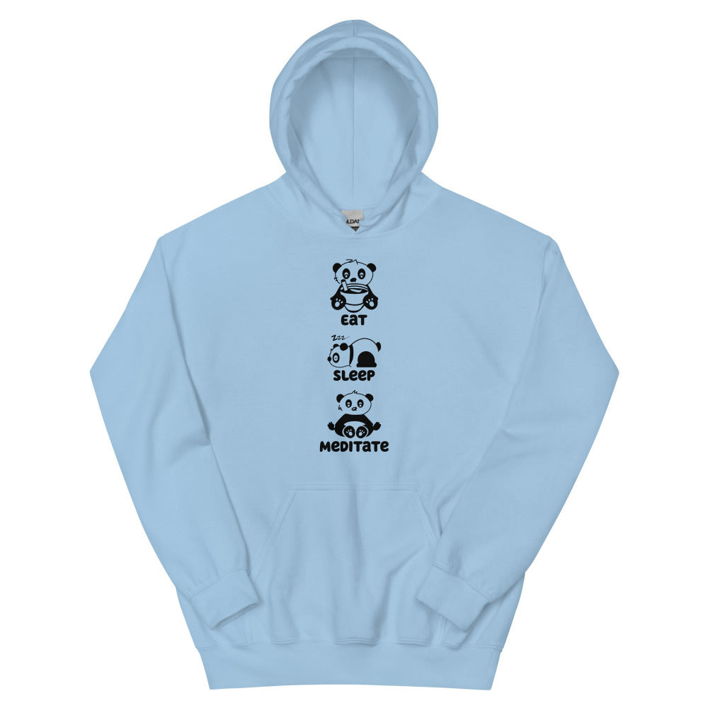 Eat Sleep Meditate Panda Hoodie - Light Blue Color - https://ascensionemporium.net